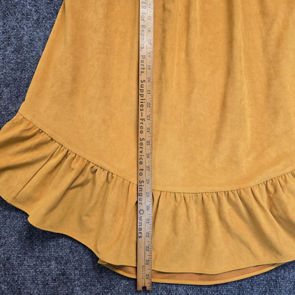 by Anthropologie Yoked Faux Suede Maxi Boho Skirt Size XS Marigold Yellow - Picture 11 of 11